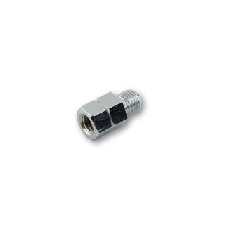 Spiegeladapter chrom, von Loch M 8 Rechtsgewinde auf Bolzen M 10 Linksgewinde., 305-073