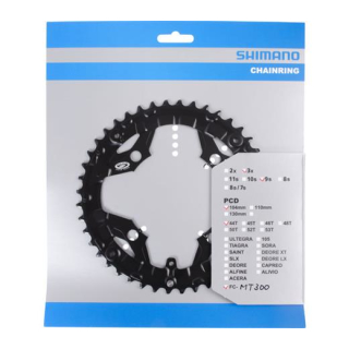 SHIMANO Kettenblätter FC-MT300, 44 Zähne, 104 mm, Schwarz, Stahl Y-0FN98020