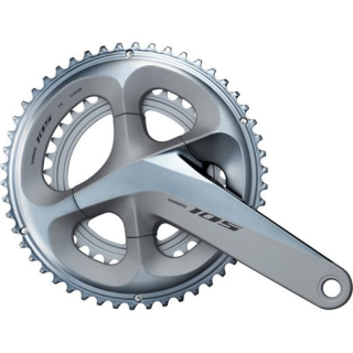 SHIMANO Kurbelgarnitur 105 FC-R7000 2x11175 mm50-34 Z.Silbernicht enthalten I-FCR7000EX04S