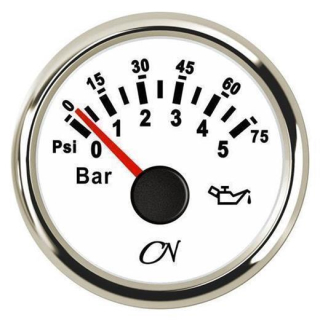 CN-Instrument Öldruckanzeige bis 5bar weiß/chrom, CN0605W