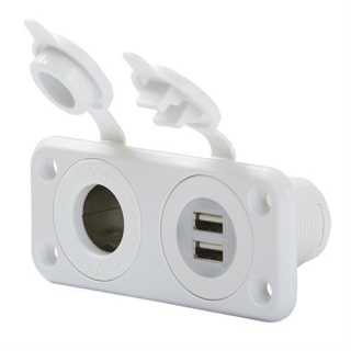 Marinco USB-COMBO -Einbau-Steckdose Schwarz, UM12VCOMBO-B