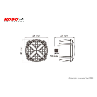 KOSO LED Rücklicht mit Bremslichtfunktion, GT-02 Rotes Glas E-geprüft , HB036001