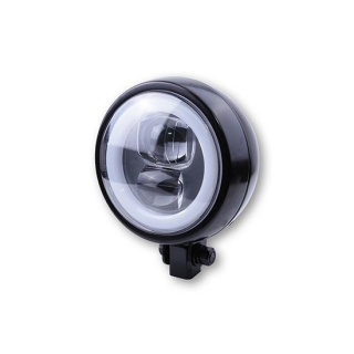 HIGHSIDER LED Scheinwerfer FLAT TYP 9 mit Standlichtring, schwarz, untere Befestigung, 223-194