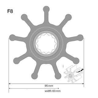 Johnson Impeller für F8 Pumpe, Neopren 09-1029B