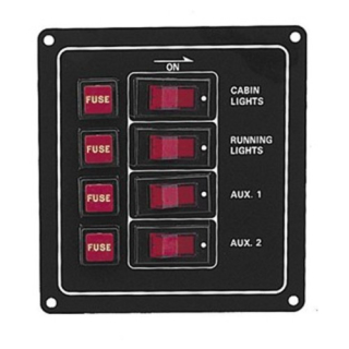 PLASTIMO SWITCH PANEL 4 GANG BLACK 175535