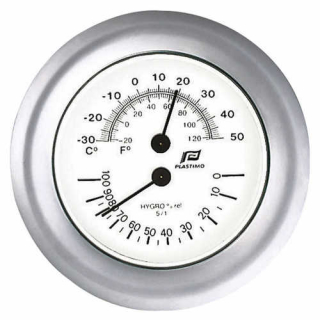 PLASTIMO 4 ZOLL THERMO/HYGROMETER MATT CHROM 38208
