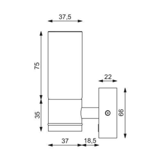 Prebit LED-Anbauleuchte W1-1 mit USB, chrom-glanz, 20012005/USB