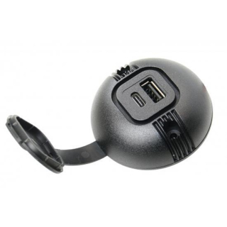 USB-C/A Aufbau-Doppelsteckdose mit Deckel 12/24V 3A/2,5A QG02465