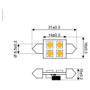 Talamex S-LED 4xSMD-Soffitte 31mm 10-30V 0,7W ww 3000K...