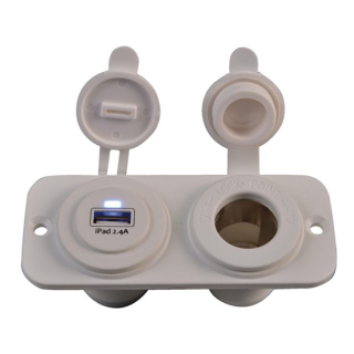 Talamex 2fach Adapter 1xUSB 2.4A/1xStd. weiß 14504075