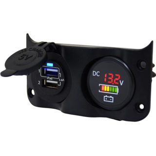 Talamex Schalttafel Wave Add-on mit 2fach USB und Voltmeter/Batterie-Indikator 14576015