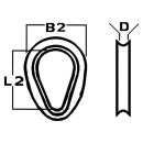 Ronstan RF2184 Kausche Edelstahl 8mm Draht 40x26 4109008