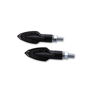 SHIN YO Vinci LED Blinker Gehäuse Schwarz / Linse Rauchgrau (Paar), Vorn & Hinten   , 1107495