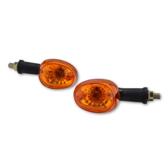 SHIN YO Oval Glühlampen Blinker Gehäuse Schwarz / Linse Orange (Paar), Vorn & Hinten   , 1140859