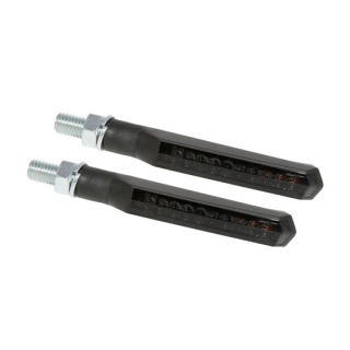 SHIN YO Run-TS LED Sequenz-Blinker Gehäuse Schwarz / Linse Rauchgrau (Paar), Vorn & Hinten   , 1130516