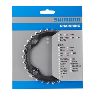 Deal SHIMANO Kettenblätter DEORE XT FC-M782, 30 Zähne (AN), 96 mm, Schwarz, Stahl/Carbonfaser Y-1NV98010