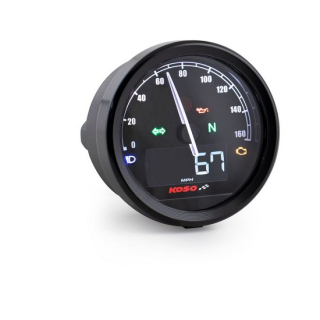 KOSO D60 TNT-05 Tachometer bis 160 km/h , MPH ABE schwarzer Ring    , BA085000