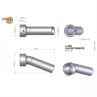 Deal Auspuff LeoVince Leovince SBK DB eater Nr. 32B Code 307762801R Maße: Dämpfer Ø 52 mm Ausgang 35 mm L: 147 mm 130299
