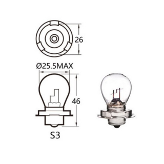Mopedlampe | 12V | 15W | P26 , 039043  KTM / 250 EXC-F / 250 EXC-F / 2016 / OFFROAD / ENDURO , 039043
