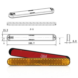 Reflektor "Line" | abgerundet | gelb | o. Rand , 044154-G  HONDA / CRF 250 X (ME11) / CRF 250 X / 2015 / OFFROAD / ENDURO , 044154-G