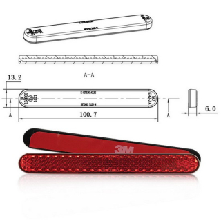 Reflektor "Line" | abgerundet | rot | o. Rand , 044154-R  HONDA / CRF 250 X (ME11) / CRF 250 X / 2016 / OFFROAD / ENDURO , 044154-R