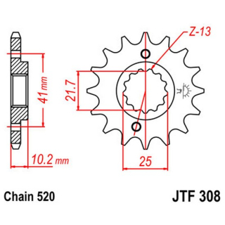 Ritzel 13Z  |  520 , JTF308.13  KTM / 250 EXC SIX DAYS / 250 EXC / 2026 / OFFROAD / ENDURO , JTF308.13