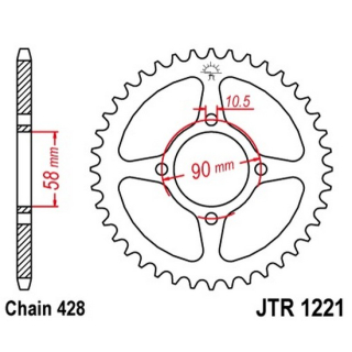 Kettenrad 42Z  |  428 , JTR1221.42  GAS GAS / TXT PRO 250 / TXT PRO 250 / 2011 / OFFROAD / TRIAL , JTR1221.42