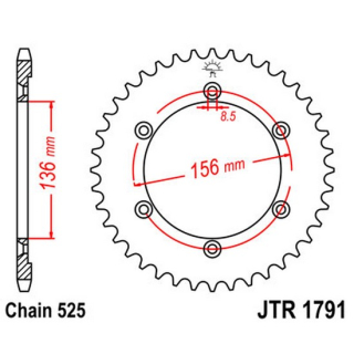 Kettenrad 48Z  |  525 , JTR1791.48  BETA / EVO 290 2T / EVO 290 2T / 2009 / OFFROAD / TRIAL , JTR1791.48