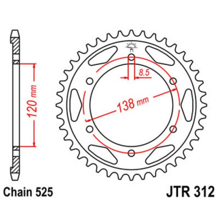 Kettenrad 38Z  |  525 SI , JTR312.38  GAS GAS / PAMPERA 280 / PAMPERA 280 / 2004 / STREET / ADVENTURE , JTR312.38