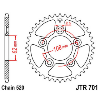 Kettenrad 38Z  |  520 SI , JTR701.38  BETA / EVO 250 4T / EVO 250 4T / 2010 / OFFROAD / TRIAL , JTR701.38