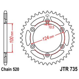 Kettenrad 44Z  |  520 SW , JTR735.44  BETA / EVO 300 4T / EVO 300 4T / 2019 / OFFROAD / TRIAL , JTR735.44