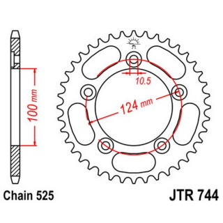 Kettenrad 38Z  |  525 SI , JTR744.38  BETA / EVO 300 4T FACTORY / EVO 300 4T / 2017 / OFFROAD / TRIAL , JTR744.38