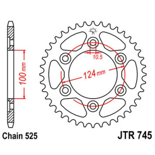 Kettenrad 38Z  |  525 SI , JTR745.38  BETA / EVO 300 4T FACTORY / EVO 300 4T / 2020 / OFFROAD / TRIAL , JTR745.38