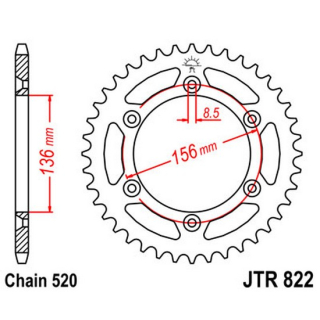 Kettenrad 46Z  |  520 SW , JTR822.46  BETA / EVO 125 2T / EVO 125 2T / 2018 / OFFROAD / TRIAL , JTR822.46