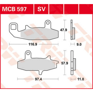 Scheibenbremsbeläge , MCB597  HONDA / MB S 50 / MB S 50 / 1980 / 50CC / 50CC GEAR BOX , MCB597