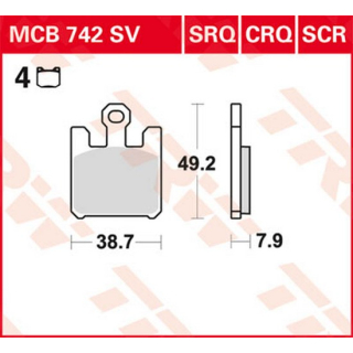 Scheibenbremsbeläge , MCB742SV  KAWASAKI / KX 85 BIG WHEELS 19/16 (KX85B) / KX 85 / 2004 / OFFROAD / MX , MCB742SV