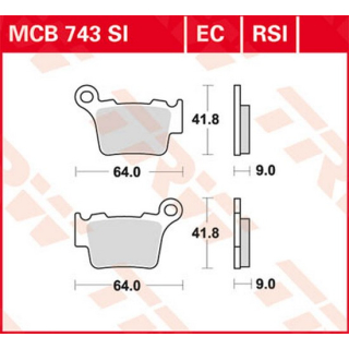Scheibenbremsbeläge , MCB743SI  KAWASAKI / KX 85 BIG WHEELS 19/16 (KX85B) / KX 85 / 2008 / OFFROAD / MX , MCB743SI
