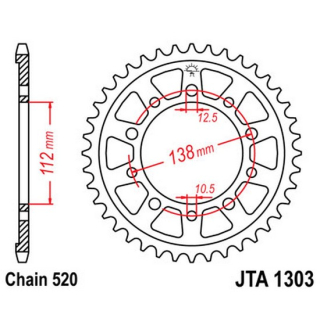 Kettenrad ALU 50Z  |  520 SI , JTA1303.50  TM RACING / MX 450 FI / MX 450 F / 2018 / OFFROAD / OFFROAD , JTA1303.50