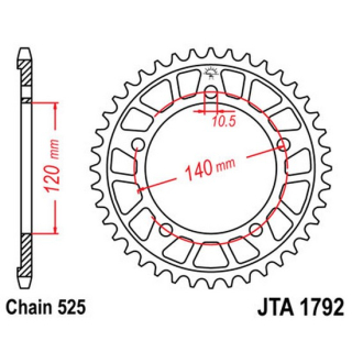 Kettenrad ALU 42Z  |  525 SI , JTA1792.42  TM RACING / MX 530 FI / MX 530 F / 2021 / OFFROAD / OFFROAD , JTA1792.42