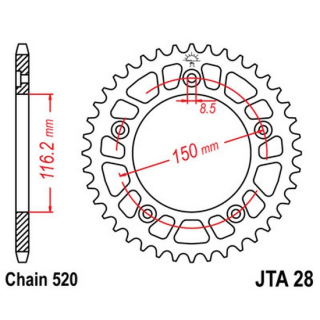 Kettenrad ALU 42Z  |  520 SI , JTA28.42  BETA / RR 450 4T ENDURO RACING / RR 450 4T ENDURO / 2012 / OFFROAD / ENDURO , JTA28.42