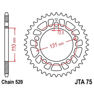 Kettenrad ALU 42Z  |  520 SI , JTA75.42  SHERCO / 250 SE-R RACING / 250 SE-R / 2019 / OFFROAD / ENDURO , JTA75.42
