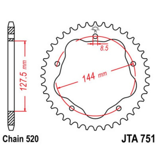 Kettenrad ALU 44Z  |  520 SI , JTA751.44  SHERCO / 250 SE-R FACTORY / 250 SE-R / 2018 / OFFROAD / ENDURO , JTA751.44