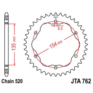 Kettenrad ALU 39Z  |  520 black , JTA762.39  SHERCO / 300 SE-R RACING / 300 SE-R / 2014 / OFFROAD / ENDURO , JTA762.39