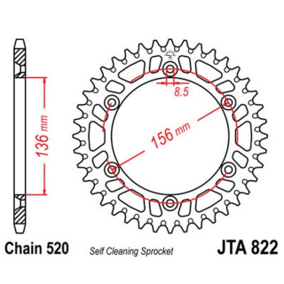 Kettenrad ALU 45Z  |  520 SI , JTA822.45  SHERCO / 300 SE-R FACTORY / 300 SE-R / 2023 / OFFROAD / ENDURO , JTA822.45