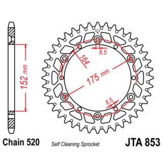 Kettenrad ALU 52Z  |  520 SI , JTA853.52  SHERCO / 250 SEF-R FACTORY / 250 SEF-R / 2019 / OFFROAD / ENDURO , JTA853.52