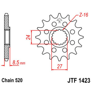 Ritzel 16Z  |  520 , JTF1423.16  BETA / RR 300 2T ENDURO RACING / RR 300 2T ENDURO / 2018 / OFFROAD / ENDURO , JTF1423.16