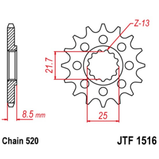 Ritzel 17Z  |  520 , JTF1516.17  BETA / RR 390 4T ENDURO EFI RACING / RR 390 4T ENDURO / 2016 / OFFROAD / ENDURO , JTF1516.17
