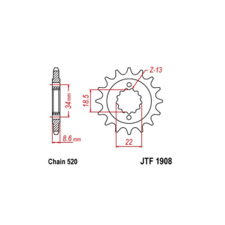Ritzel 15Z  |  520 , JTF1908.15RB  HUSQVARNA / FC 350 / FC 350 / 2024 / OFFROAD / MX , JTF1908.15RB