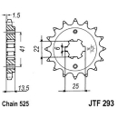 Ritzel 16Z  |  525 , JTF293.16  KTM / 250 EXC-F / 250...