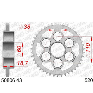 Kettenrad 50806-43 | 43Z - 520 , 50806-43  YAMAHA / YZ 250 FX / YZ 250 F / 2026 / OFFROAD / MX , 50806-43